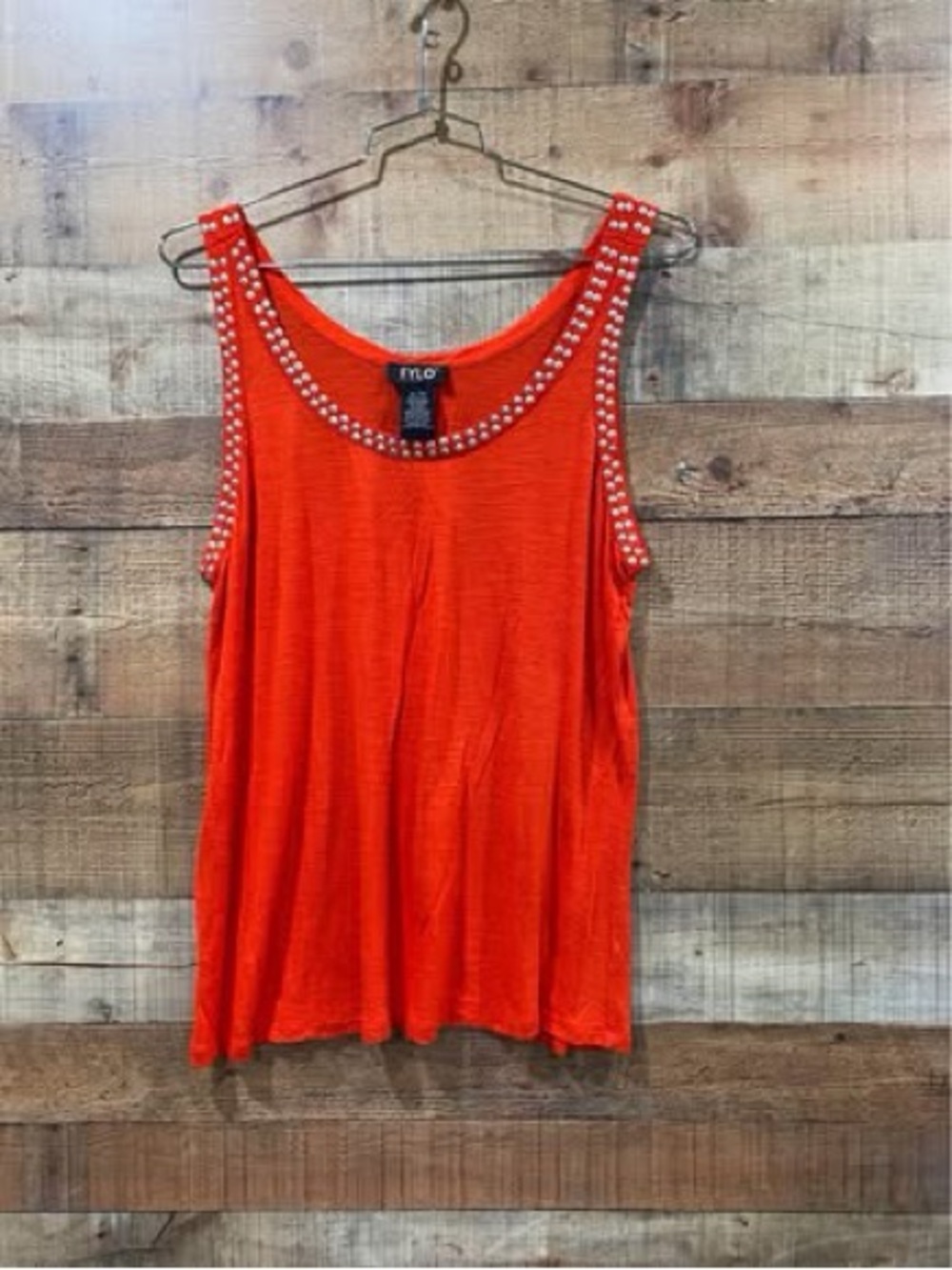 FYLO Orange Stud-Trim Sleeveless Tank Size XL